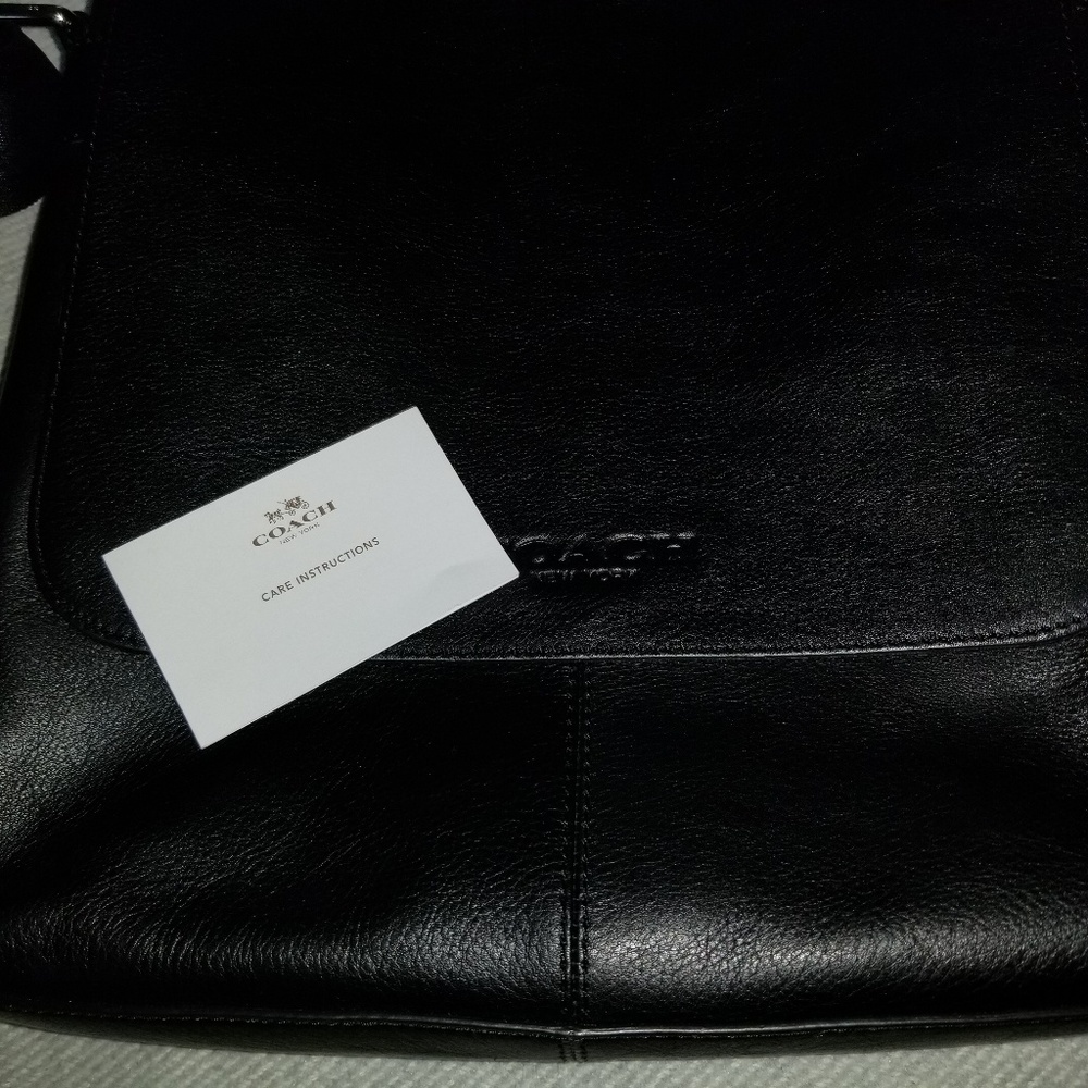 Coach black leather laptop/tablet bag